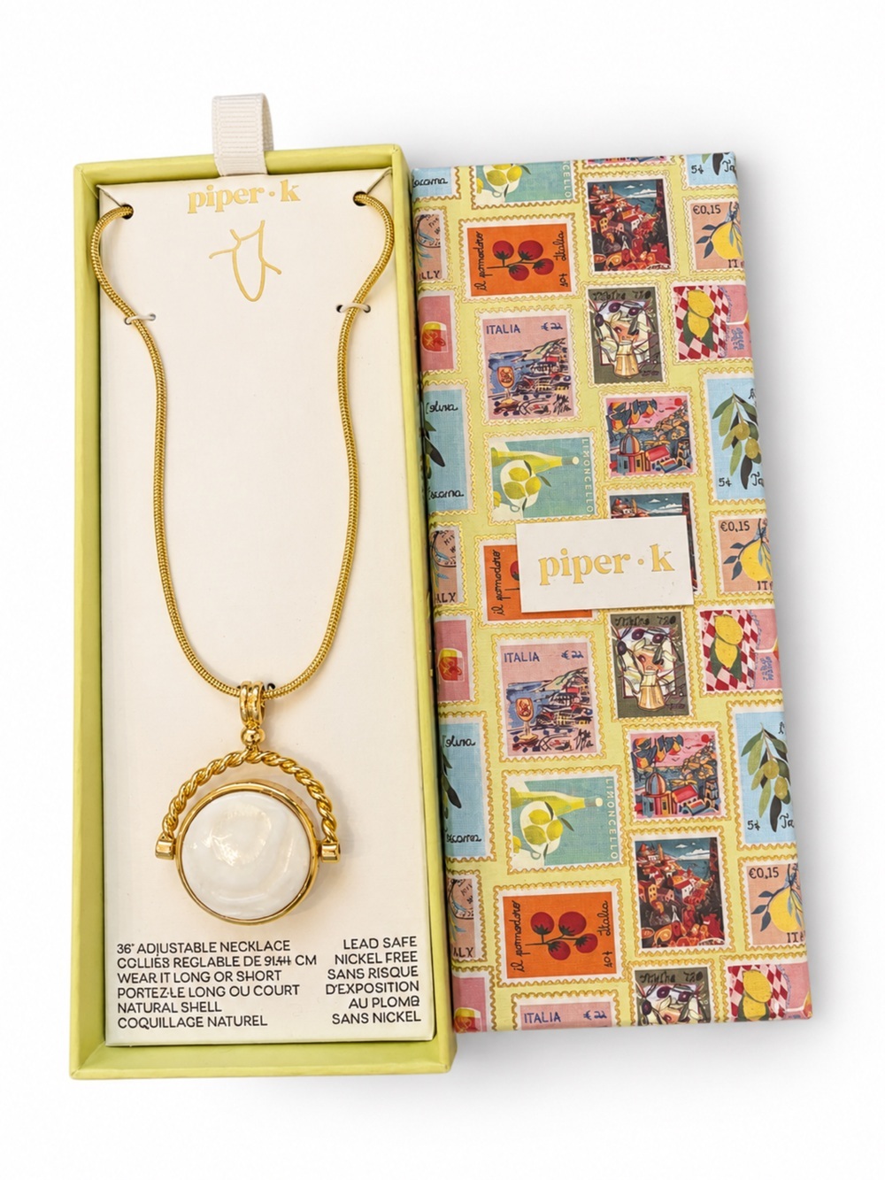 Piper•k Gold-Tone Pendant Necklace with White Resin Accent
